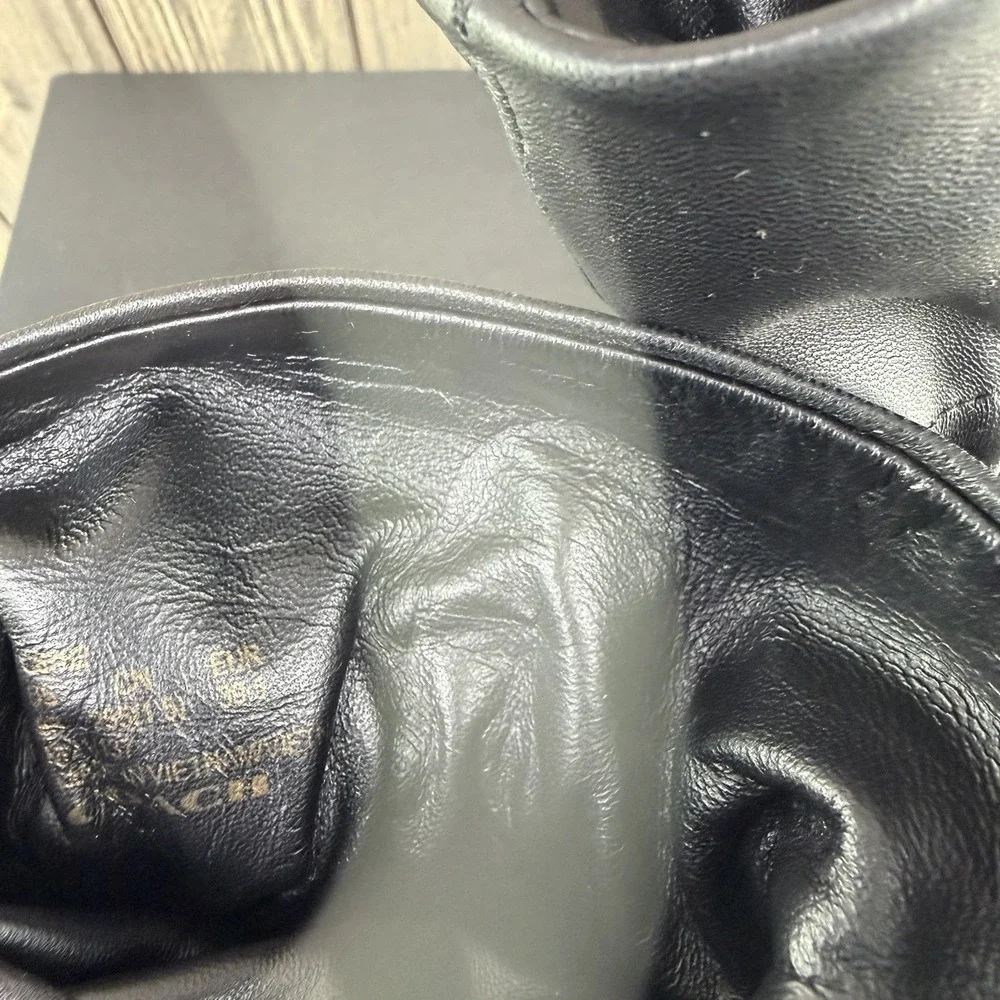 Coach Wynie Bootie C6762 Black Leather Pointed Toe Drawstring Boots Women's 9 B